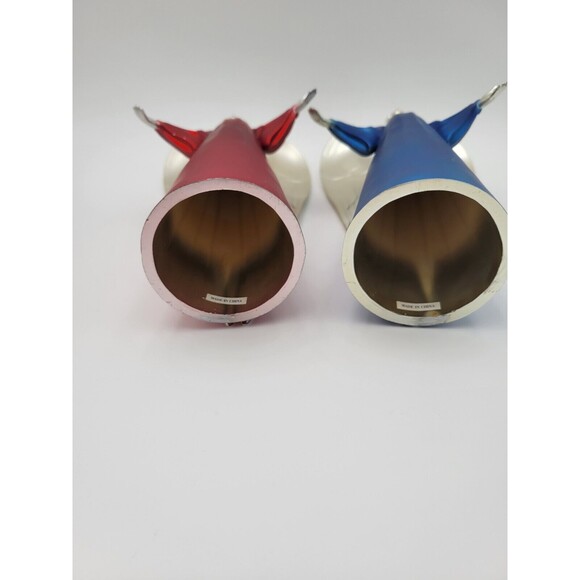 Lot Of 2 Plastic Silver Tone Angel Figurines Red & Blue Table Decorations 12" - Picture 12 of 13